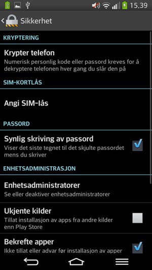 Velg Angi SIM-lås