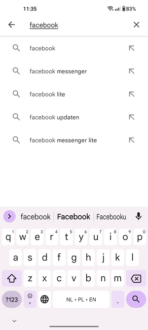 Voer de app-naam in en selecteer Zoeken
