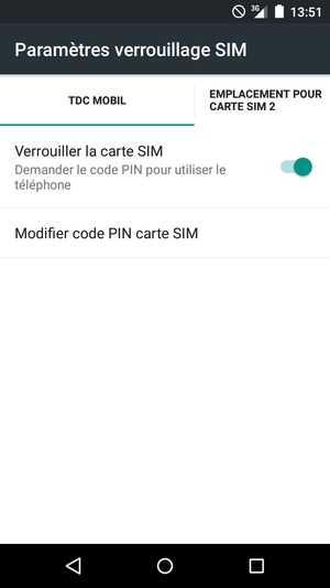 Sélectionnez Modifier code PIN carte SIM