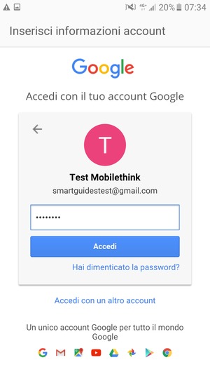 Inserisci la tua password di Gmail e seleziona Accedi