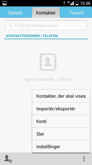 Vælg Importér/eksportér / Mere
