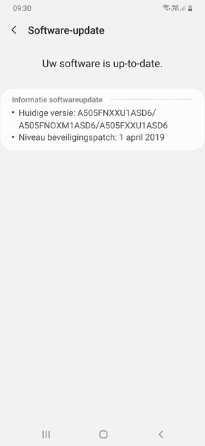 Als uw telefoon up-to-date is, zult u het volgende scherm zien