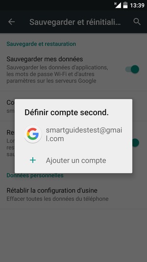 Sélectionnez votre compte de sauvegarde