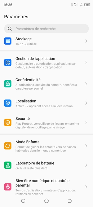 Faites défiler et sélectionnez Sécurité