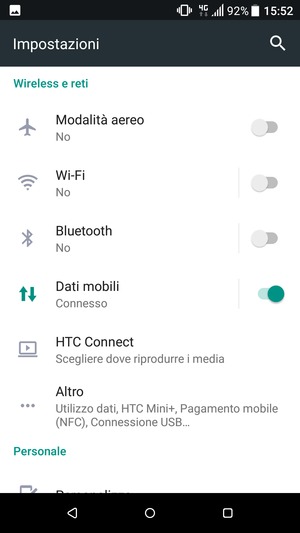 Seleziona Dati mobili