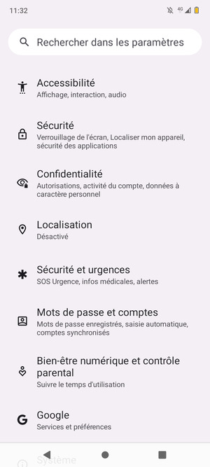 Faites défiler et sélectionnez Sécurité