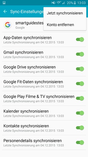 Wählen Sie Jetzt synchronisieren