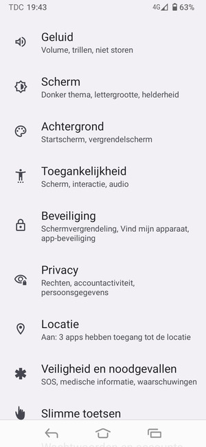 Scroll naar en selecteer Beveiliging