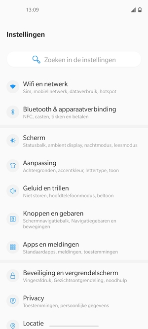 Selecteer Wifi en netwerk