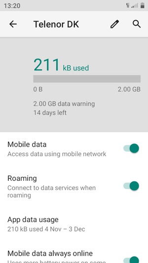 Turn Roaming on or off