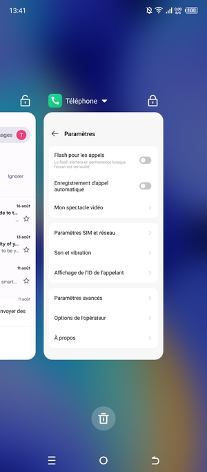 Sélectionnez l'icône Supprimer pour fermer toutes les applis en cours d'exécution