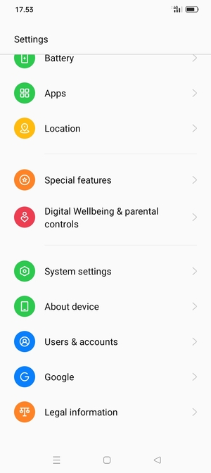 Scroll to and select Users & accounts