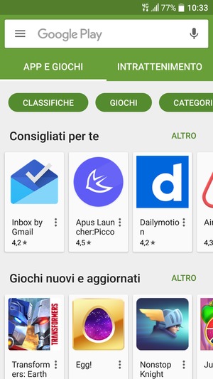Seleziona la barra di ricerca