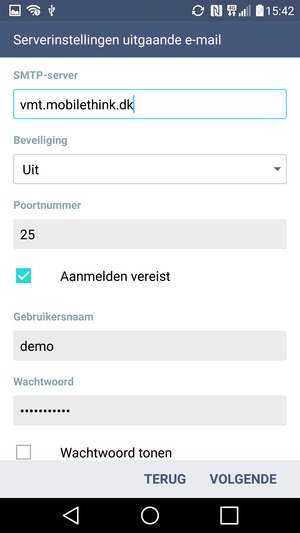 Voer Uitgaand serveradres in