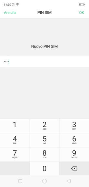 Inserisci Nuovo PIN SIM e seleziona OK