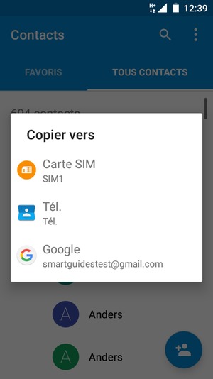Sélectionnez votre compte Google