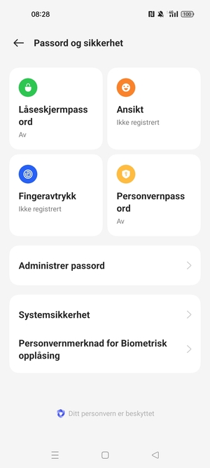For å aktivere skjermlåsen, gå tilbake til Passord og sikkerhet-menyen og velg Låseskjermpassord
