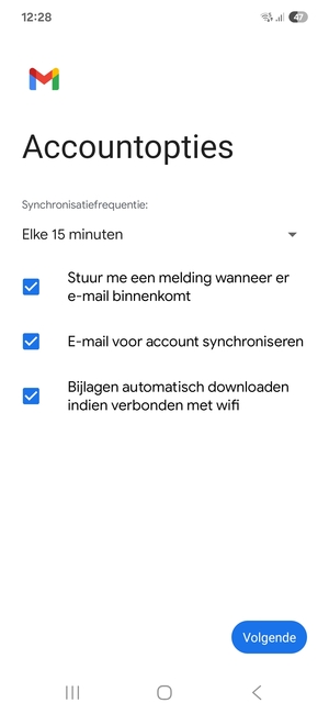 Selecteer Volgende