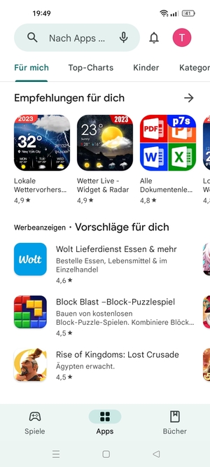 Wählen Sie die Suchleiste