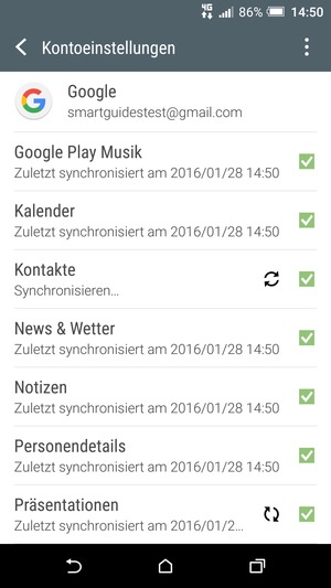 Ihre Kontakte von Google werden nun auf Ihrem Smartphone synchronisiert.