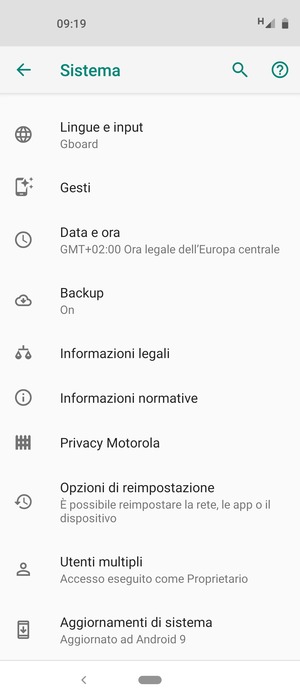 Scorri e seleziona Aggiornamenti di sistema