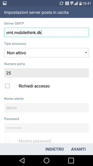 Deseleziona la casella di controllo Richiedi accesso e seleziona AVANTI