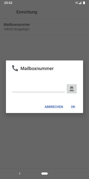 Geben Sie die Mailboxnummer ein und wählen Sie OK
