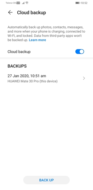 Select the latest backup from the list