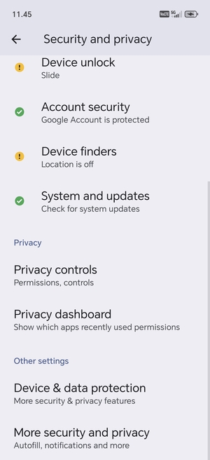 Scroll to and select More security and privacy