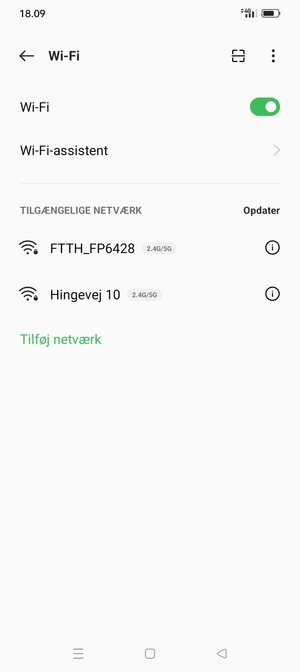 Vælg det trådløse netværk, du ønsker at oprette forbindelse til