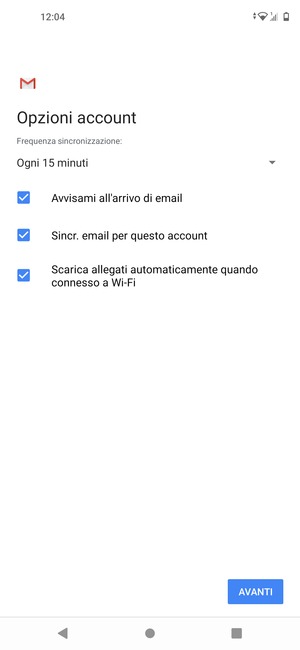 Seleziona AVANTI