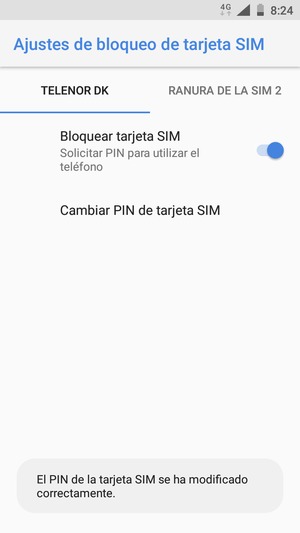 Su PIN de la tarjeta SIM ha sido cambiado