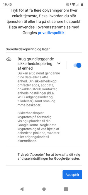 Vælg Acceptér
