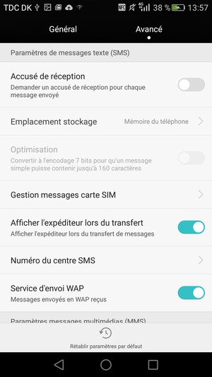 Faites défiler et sélectionnez Numéro du centre SMS