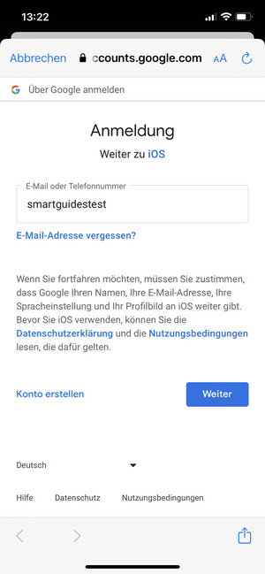 Geben Sie Ihre E-Mail-Adresse ein und wählen Sie Weiter