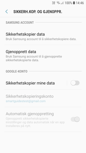 Slå på Sikkerhetskopier mine data