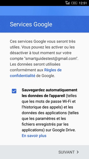 Sélectionnez SUIVANT