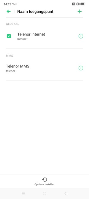 Selecteer het toegangspunt voor internet