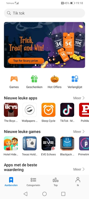 Selecteer de zoekbalk