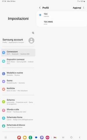 Seleziona il tasto Menu