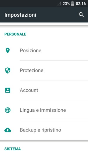 Scorri e seleziona Protezione