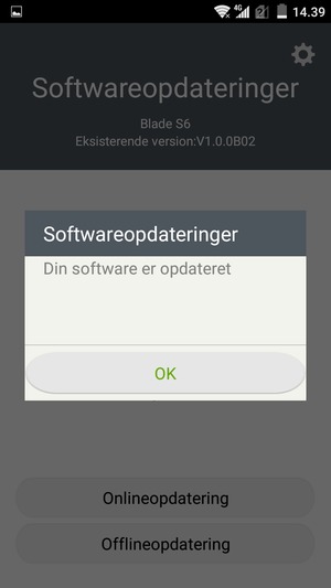 Hvis din telefon er opdateret, vælg OK