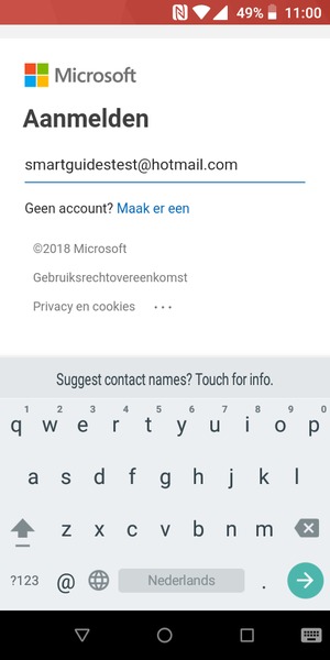 Voer uw Hotmail adres in en selecteer VOLGENDE
