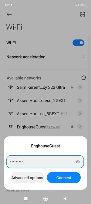 Enter the Wi-Fi password and select Connect