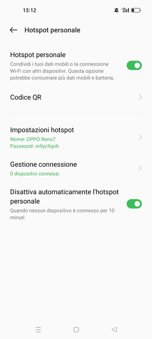 Il telefono è ora pronto per essere usato come modem