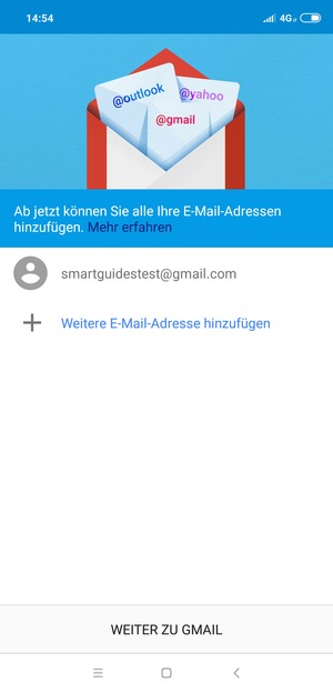 Wählen Sie WEITER ZU GMAIL