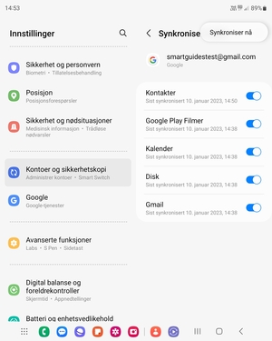 Velg Synkroniser nå