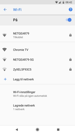 Du er nå koblet til Wi-Fi-nettverket