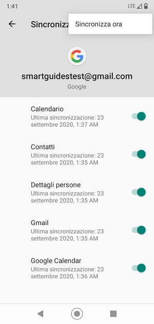 Seleziona Sincronizza ora
