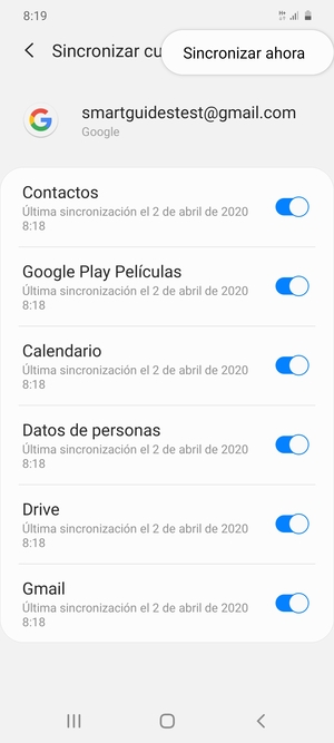 Seleccione Sincronizar ahora